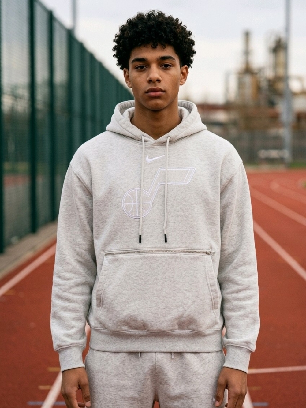 Nike x NBA Utah Jazz Standard Issue Zippered Hoodie Heather Gray Large